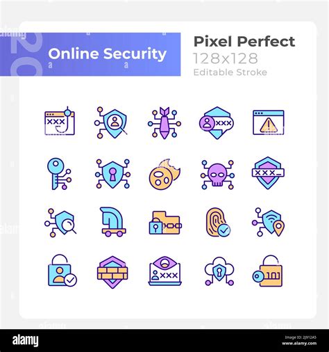 Conjunto De Iconos De Colores Rgb Perfectos De P Xeles De Seguridad En