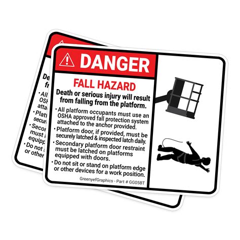 (2 Pack) Fall Hazard Sticker (Size: 5" x 4") | Warning Decal | Safety