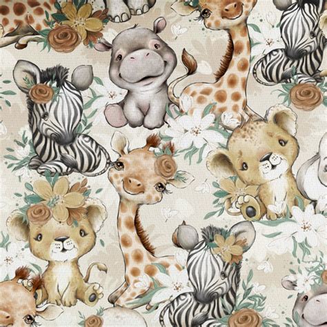 Safari Animals Fabric By Half Meter 100 Cotton 59 Etsy