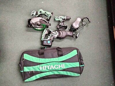 Hitachi 4 Tool 18 Volt Lithium Ion Power Tool Kit 2 Bateries Charger