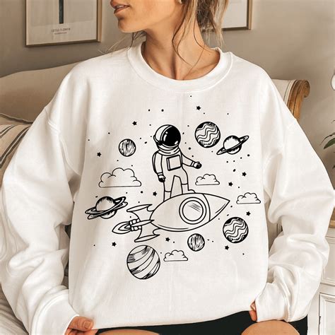 Space Sweatshirt Cute Space Astronaut Sweatshirt Astronaut Etsy In