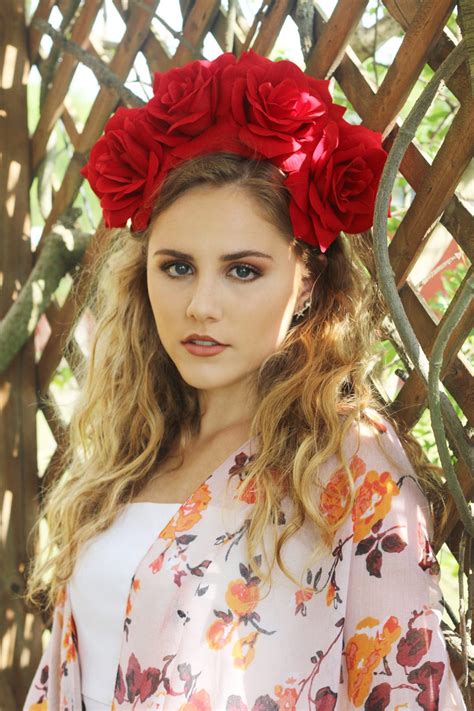 Large Red Rose Flower Crown Headband Mexican Wedding Bridal Headpiece