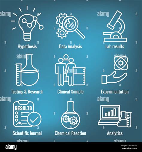 Scientific Process Icon Set Hypothesis Analysis Etc Stock Vector