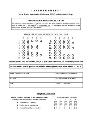 Fillable Online Pharmacy Ohio ANSWER SHEET FOLLOWS Pharmacy Ohio Fax