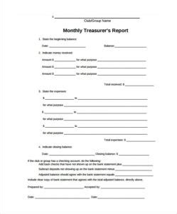 Non Profit Treasurer Report Template Templates Example