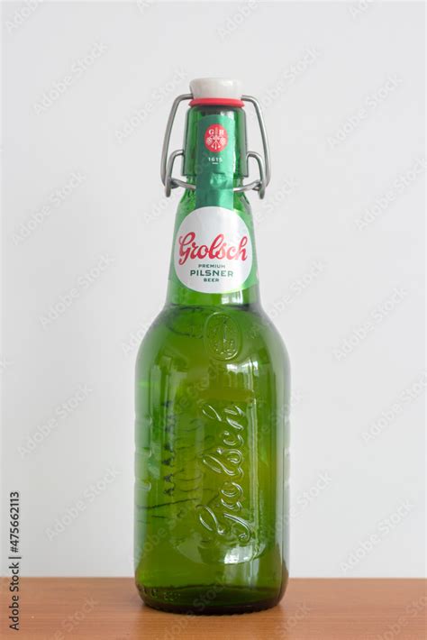 Pruszcz Gdanski, Poland - August 9, 2021: Bottle of Grolsch premium ...