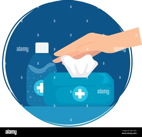 Hands Sanitizer Bottle And Tissues Box Vector Design Stock Vector Image