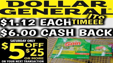 7 29 2023 1 12 EACH Dollar General 5 Off 25 Saturday Deals