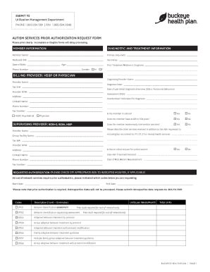 Fillable Online Autism Services Prior Authorization Request Form