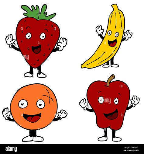 An image of fruit cartoon characters Stock Photo - Alamy