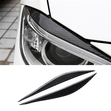 Carbon Fiber Headlight Eyelids Trim Headlamp Eyebrow Cover Decoration Styling Sticker Carbon