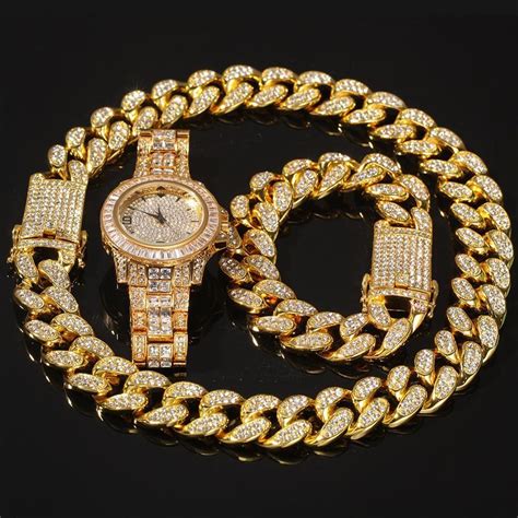 Shop Chains Online Set Men Hip Hop Iced Out Bling Chain Necklace