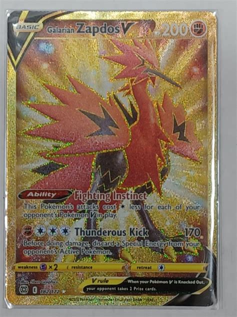 Pokemon Tcg Galarian Zapdos V Hobbies Toys Toys Games On