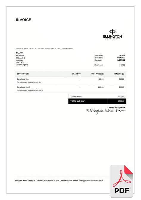 Invoice Template Pdf