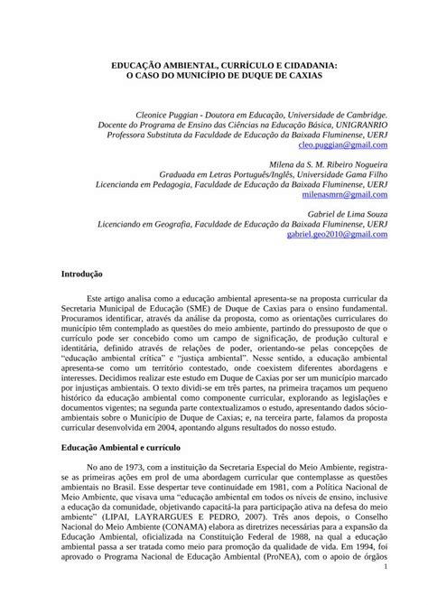 PDF EDUCAÇÃO AMBIENTAL CURRÍCULO E CIDADANIA O PDF file1 EDUCAÇÃO