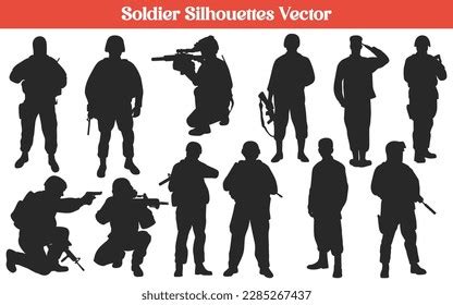 Soldier Army Silhouettes Vector Collection Stock Vector (Royalty Free ...