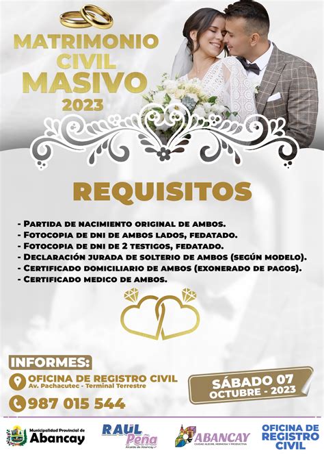 MPA: INVITA A LAS PAREJAS AL MATRIMONIO CIVIL MASIVO EN OCTUBRE