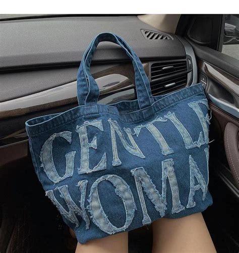 Reworked Bag Denim Tote Bags Blue Handbags Unique Bags Swag Outfits Workout Challenge Girl