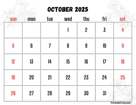 October 2025 Calendar Printable Pdf Template With Holidays