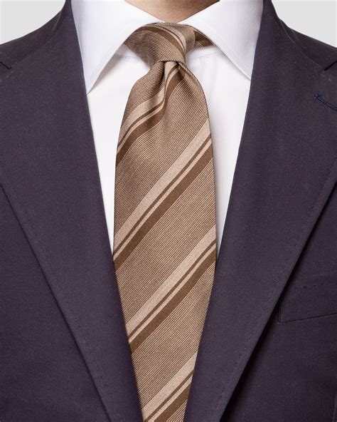 Light Brown Striped Silk Cotton Tie Eton