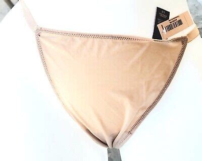 Victorias Secret L Rare Vintage Tiny Satin Nude Beige Opaque Thong String Panty Ebay