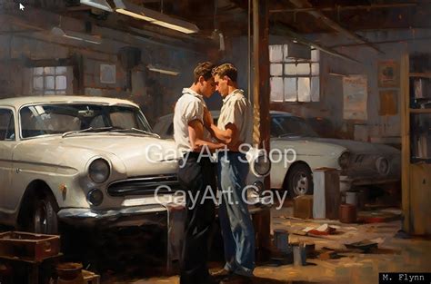 S Garage Gays Retro Vintage Gay Artwork Series Oil Painting Style Reproductions On