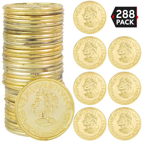 Gold Coins- Fake Shiny Golden Plastic Play Coin Tokens Party Props Sup ...