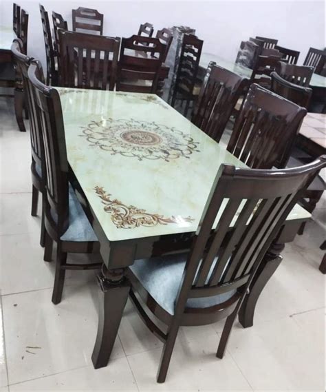 Marble Top 6 Seater Teak Wood Dining Table Set At Rs 85000 Set In