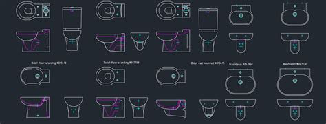 1000 объектов AutoCAD «Сантехника»: ванны, туалеты, раковины