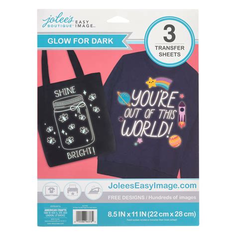 6 Packs 3 Ct 18 Total Jolee S Boutique® Easy Image® Iron On Glow In The Dark Transfer Sheets