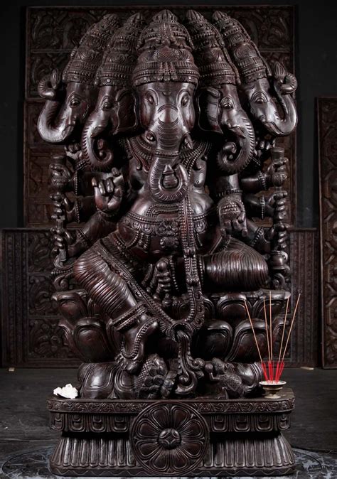 Panchamukha Ganapathi 5 Headed Ganesh Is Seated On A Large Triple