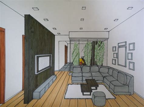 Desenho Em Perspectiva De Uma Sala Estilo Minimalista Interior Design