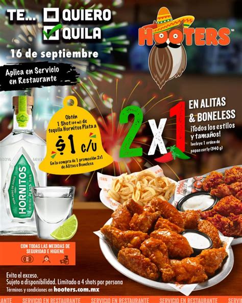 Promoción Hooters Día De La Independencia 2x1 En Alitas Y Boneless