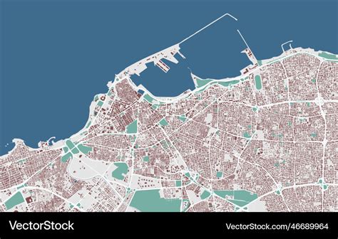 Tripoli map detailed map of city Royalty Free Vector Image