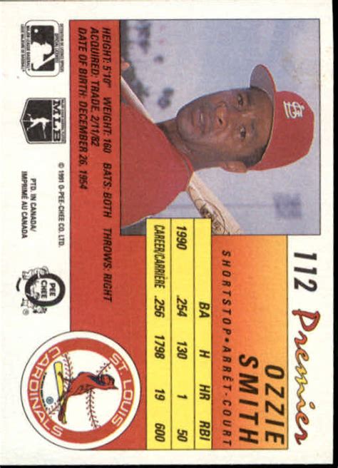 1991 O Pee Chee Premier 112 Ozzie Smith NM MT EBay