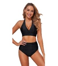 Amazon Tempt Me Women Two Piece Swimsuits High Waisted Bikini Set Tummy Control Ruched Tie