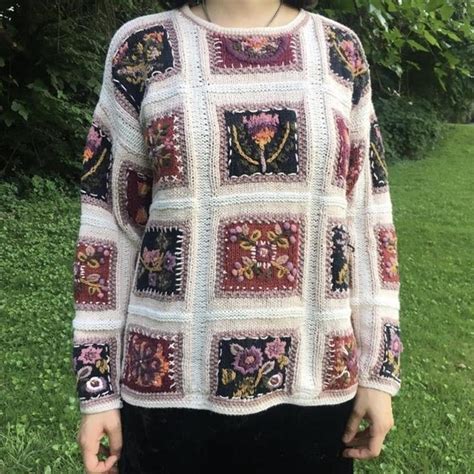 Beautiful Vintage Hand Crocheted Sweater Beautiful Depop