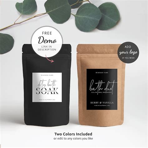 Pouch Label Templates Editable Bath Salts Label Design Etsy