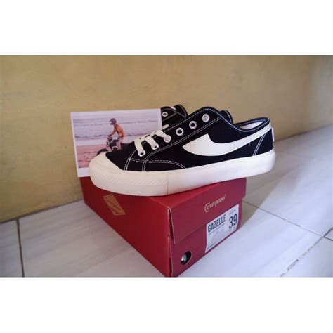 Jual Sepatu Compass Gazelle Low Black White Shopee Indonesia