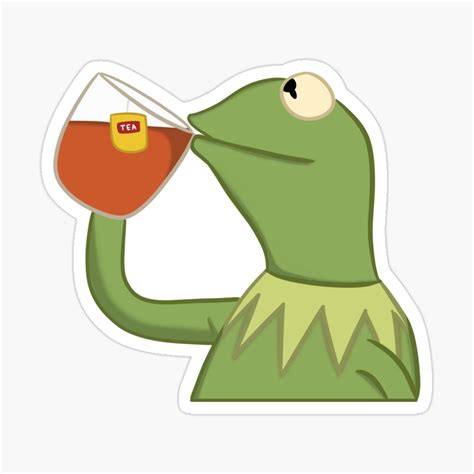 Kermit Sipping Tea Sticker Png Download Kermit Meme Png 43 Off