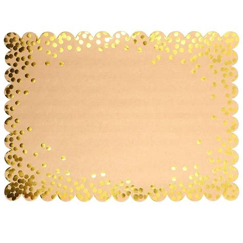 50 Packs Kraft Scalloped Paper Placemats With Gold Foil Polka Dots