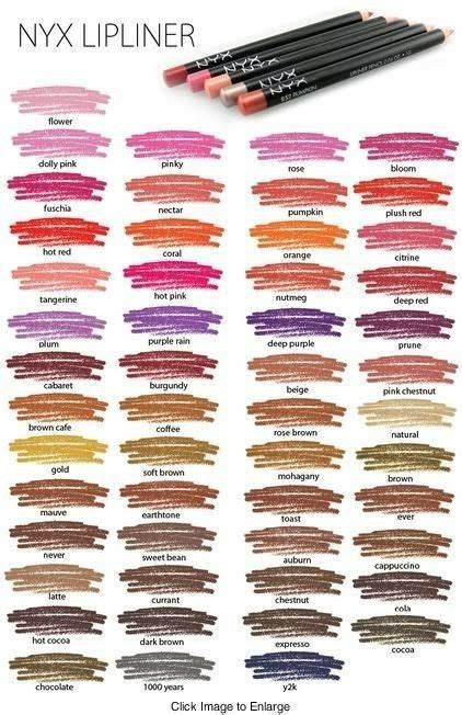 Nyx Colors Lipcolorsnyx Nyx Lip Liner Makeup Swatches Nyx Lipliner