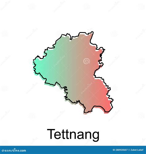 Map of Tettnang Illustration Design with Black Outline on White Background, Design Template ...