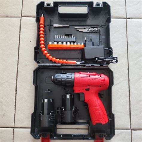 Jual Mesin Bor Baterai Cas Cordless Drill Set Mata Bor Obeng Sok Hdt