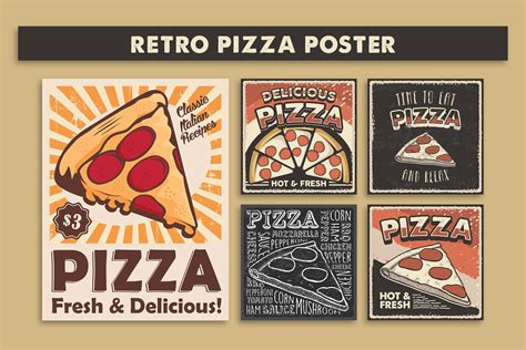 Retro Vintage Pizza Poster Afbeelding Door Utixgrapix Creative Fabrica