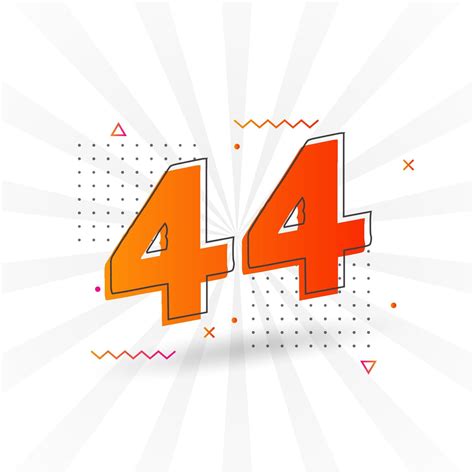 44 Number Vector Font Alphabet Number 44 With Decorative Element Stock