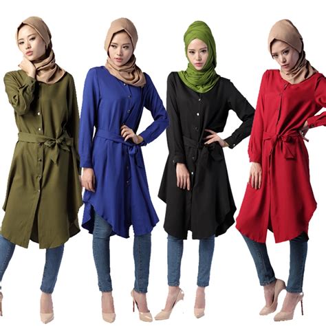 Bubble Tea 2017 New Women Muslim Long Sleeve Shirt Islamic Abaya