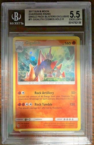 Pokemon Card Sun Moon Guardians Rising Gigalith Cosmos Holo Rare