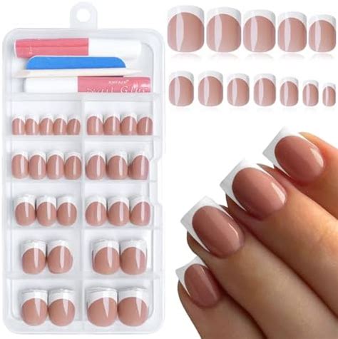 Luckforever 240pc French Gel X Toe Nail Tips Short Square Fake Toenails French Tips