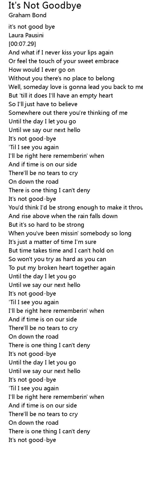 It's Not Goodbye Lyrics - Follow Lyrics